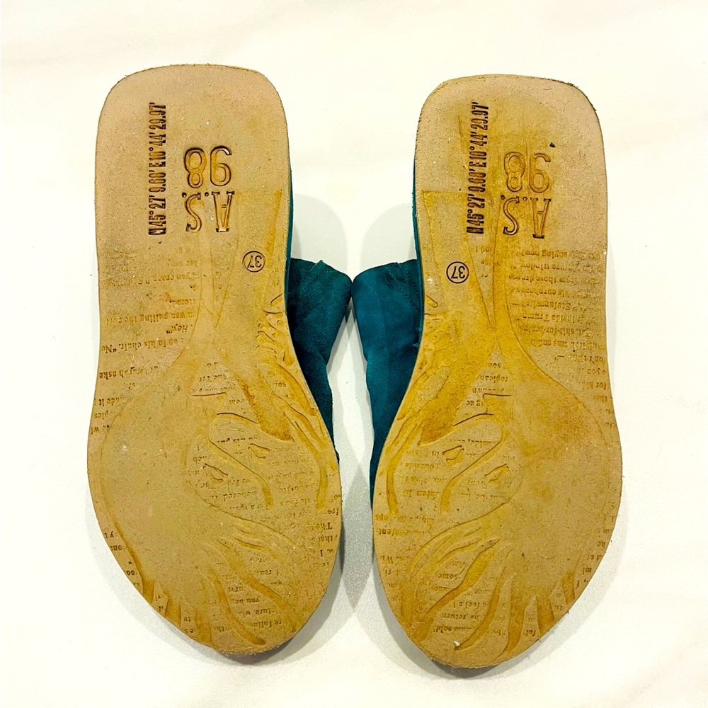 A.S. 98 Teal Suede Platform Sandals Size 37 - Picture 6 of 10